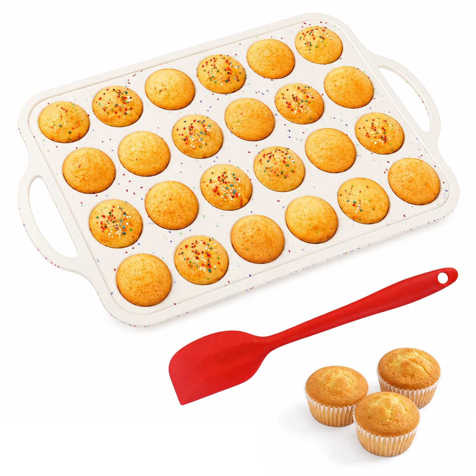PYserne Mini Muffin Tray 24 Cup, Cupcake Tray with Metal Frame Handles
