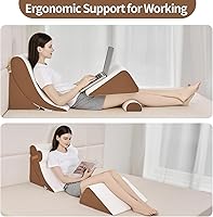 Vista 3 de 4PCS Orthopedic Bed Wedge Pillow Set for Post Surgery&Pain Relief,Adjustable Wedge Pillow for Back,Acid Reflux,Sitting up in Dark Brown