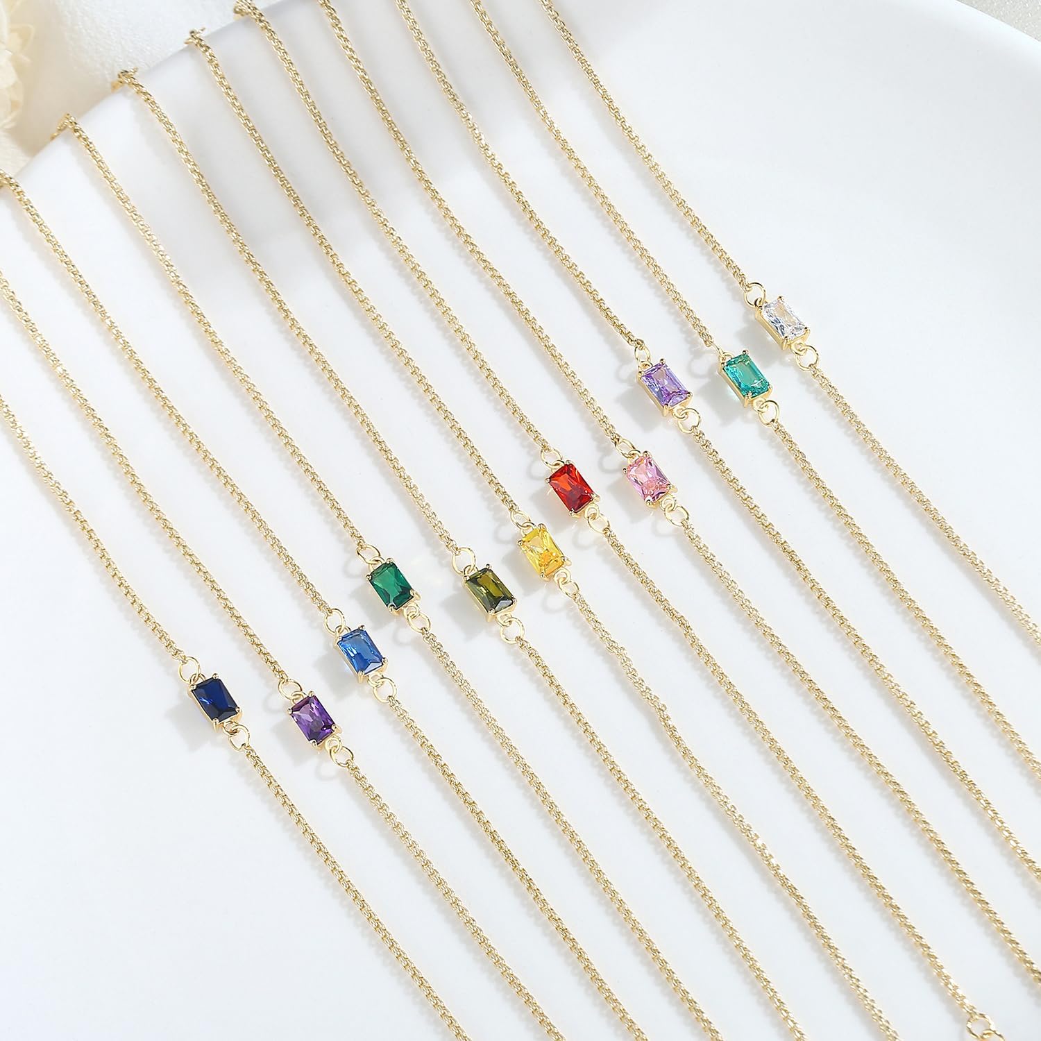 Birthstone Bracelet for Women Gold Diamond Dainty Simple Link Bracelet, Emerald Green Birthstone Jewelry Mother's Day Gifts for Her Mom Wife - Image 6