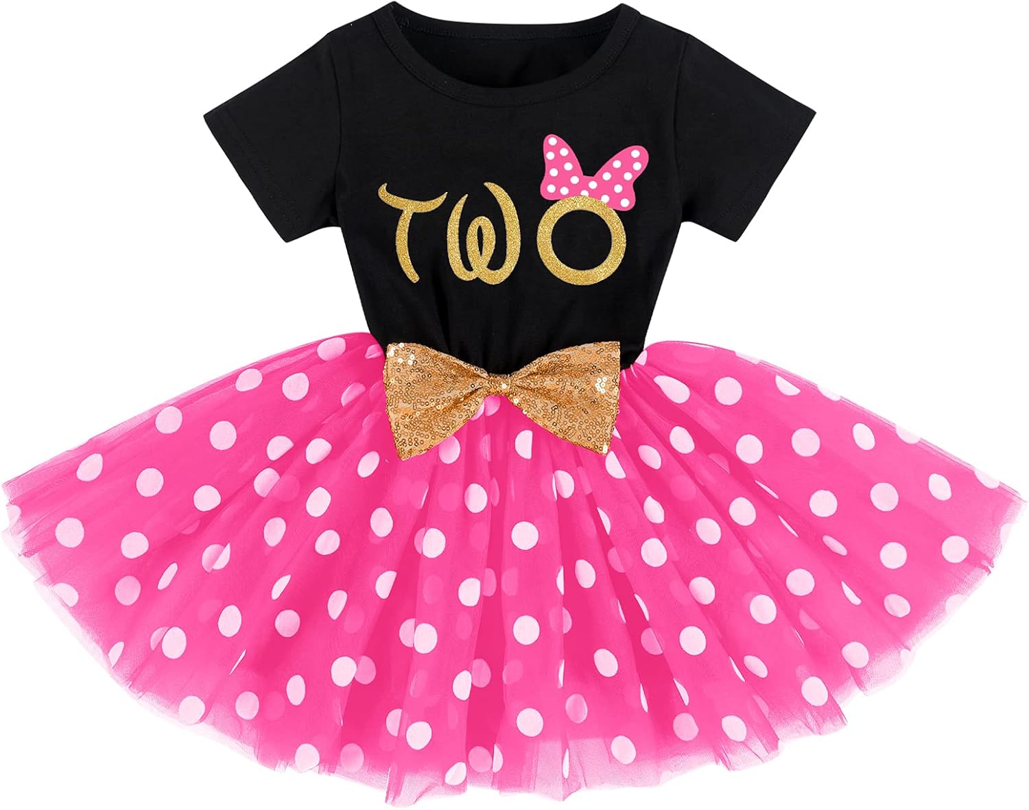 IMEKIS Baby Girls Mouse 1st 2nd Birthday Dress Polka Dots Tulle Tutu Cake Smash Summer Party Photo Props