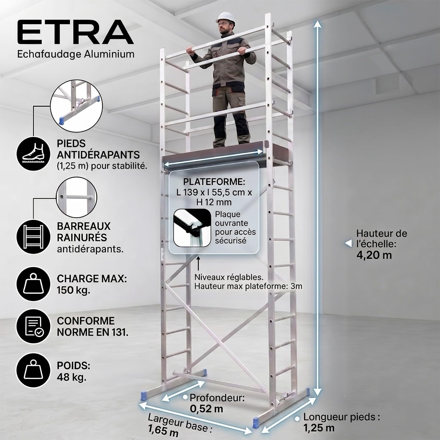 ETRA Andamio de aluminio altura de trabajo 5m