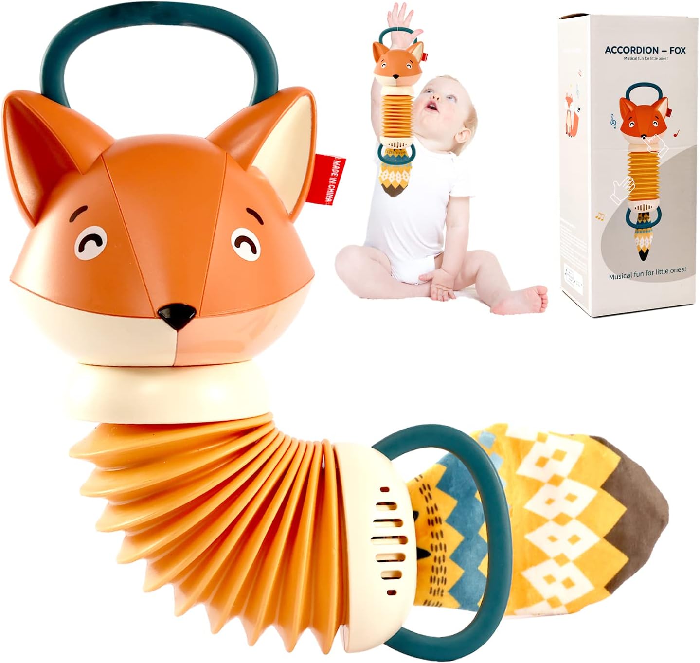 MLRYHFox Accordion Baby Toys,Early Development Educational Infant Music Toy Accordion Musical Instrument,Cartoon Cute Hand Grip Baby Toy for Toddlers 1 2 3+ Years Old Boys Girls Baby Gifts.