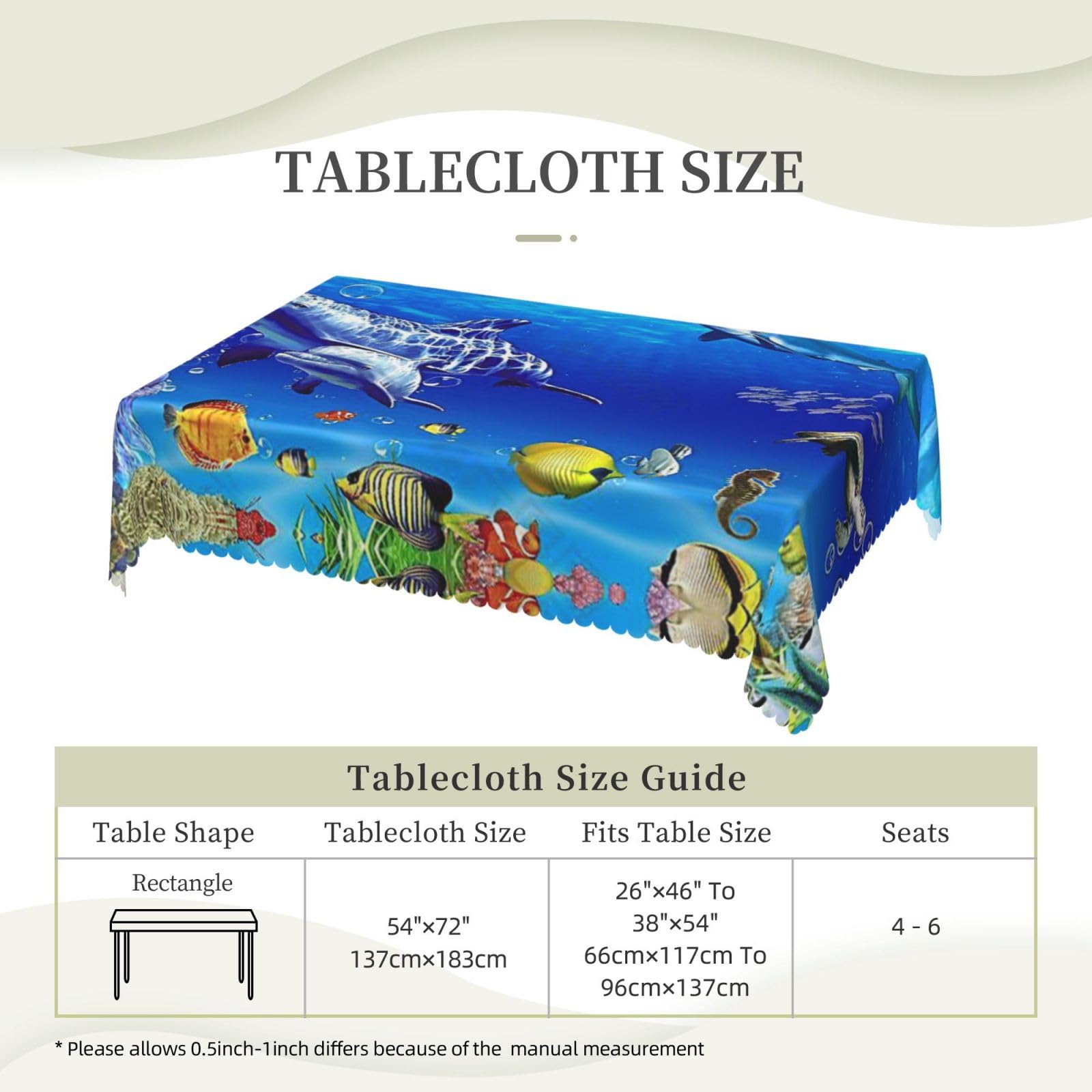 ABAKUHAUS Medusa Tovaglia, Ocean Animale Blu, Rettangolare per Sala da Pranzo e Cucina, 140 cm x 240 cm, Blu