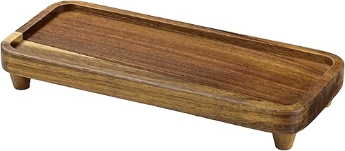 Miniatura 7 de Bandeja de tocador, bandeja de baño, bandeja dispensadora de jabón para baño, cocina y decoración del hogar (Acacia-mediana)