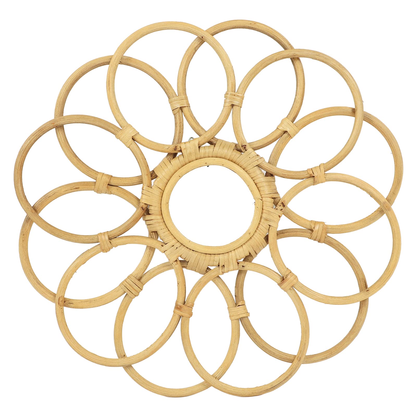 NLDGR Espejo de Pared de Ratán, Espejo de Mimbre Redondo Decorativo, Espejo de Ratán Grande Hecho a Mano para Decoración de Pared, Espejo Montado en la Pared para Habitación