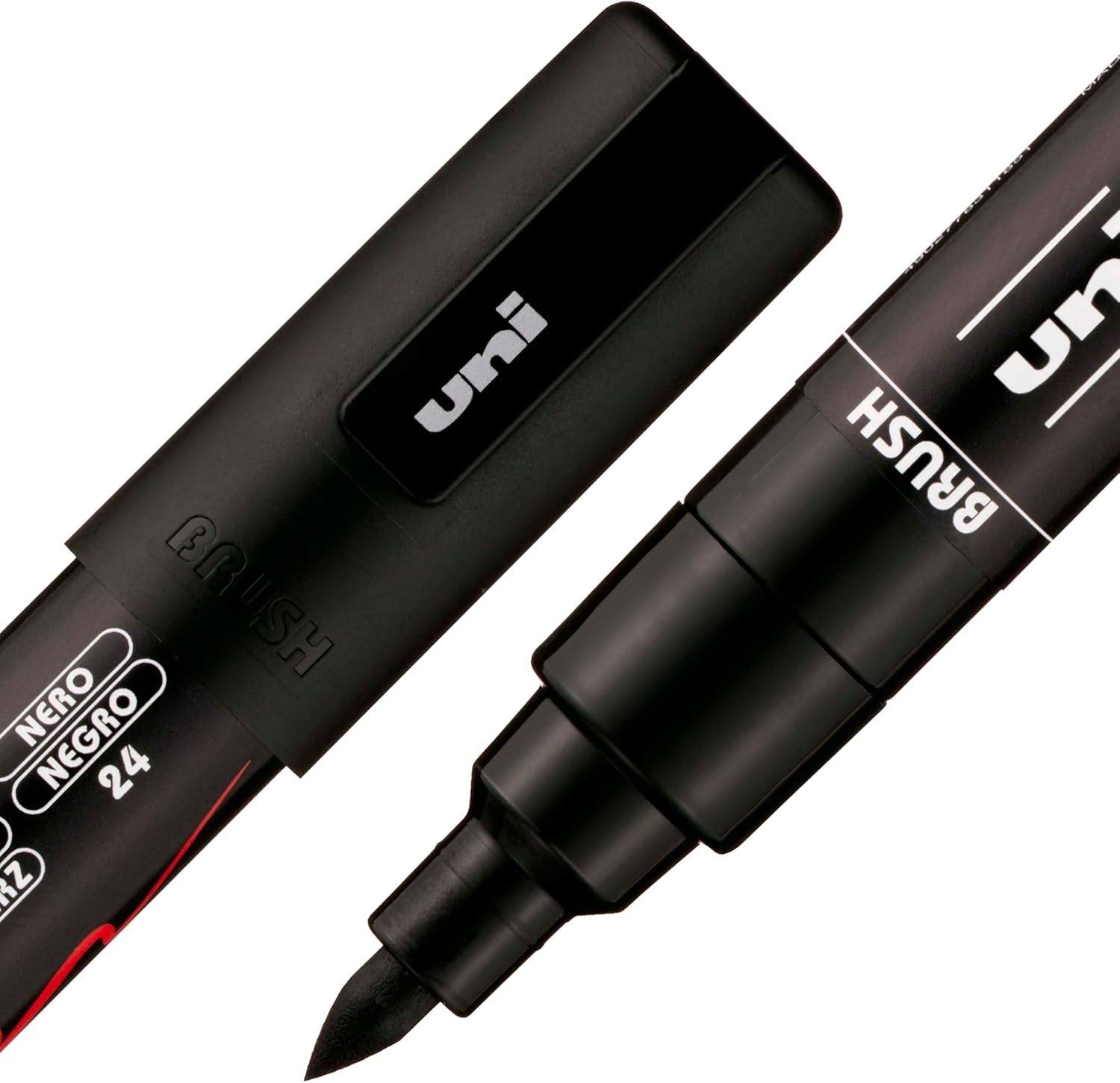 posca uni PC-5BR Water-Based Paint Markers, Reversible Brush Tip (1.0-4.0mm), Black, 3 Count