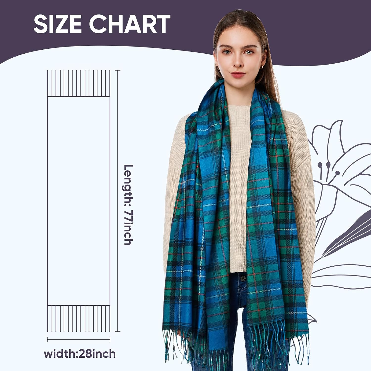 Shawl Wraps For Women Pride Of Scotland Tartan Plaid Print Winter Plaid Pashmina Warm Scarves