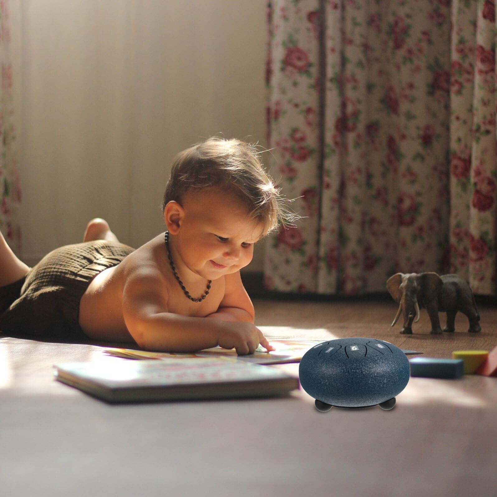 Instrumento de Handpan de Lengüeta de Acero, 8 Notas, Azul | 1 Juego Baquetas, Aleación de Acero, para Niños, Actividades de Yoga y Meditación