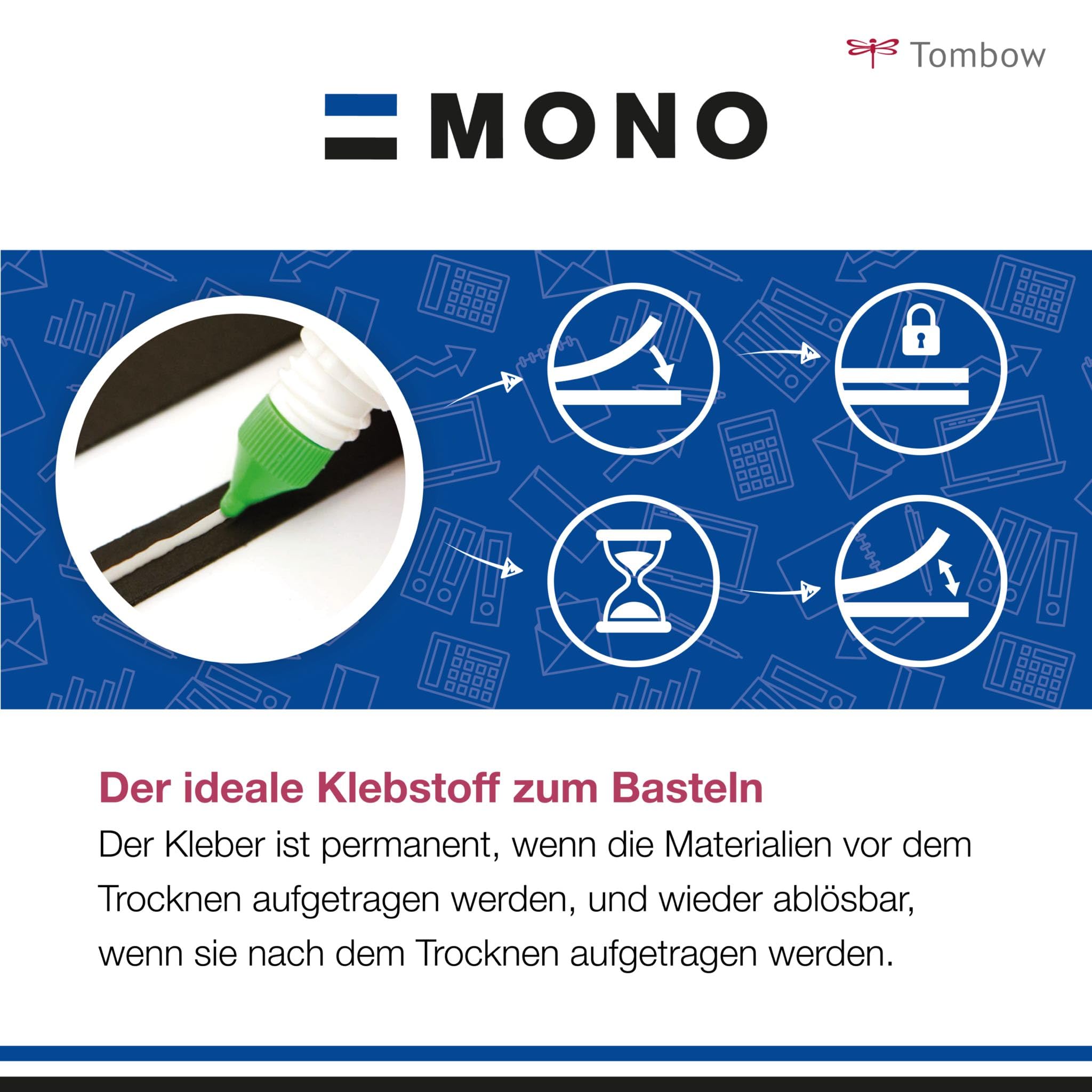 Tombow PT-MTC-10P Flüssigkleber Multi Talent mit zwei Spitzen, 10er-Pack