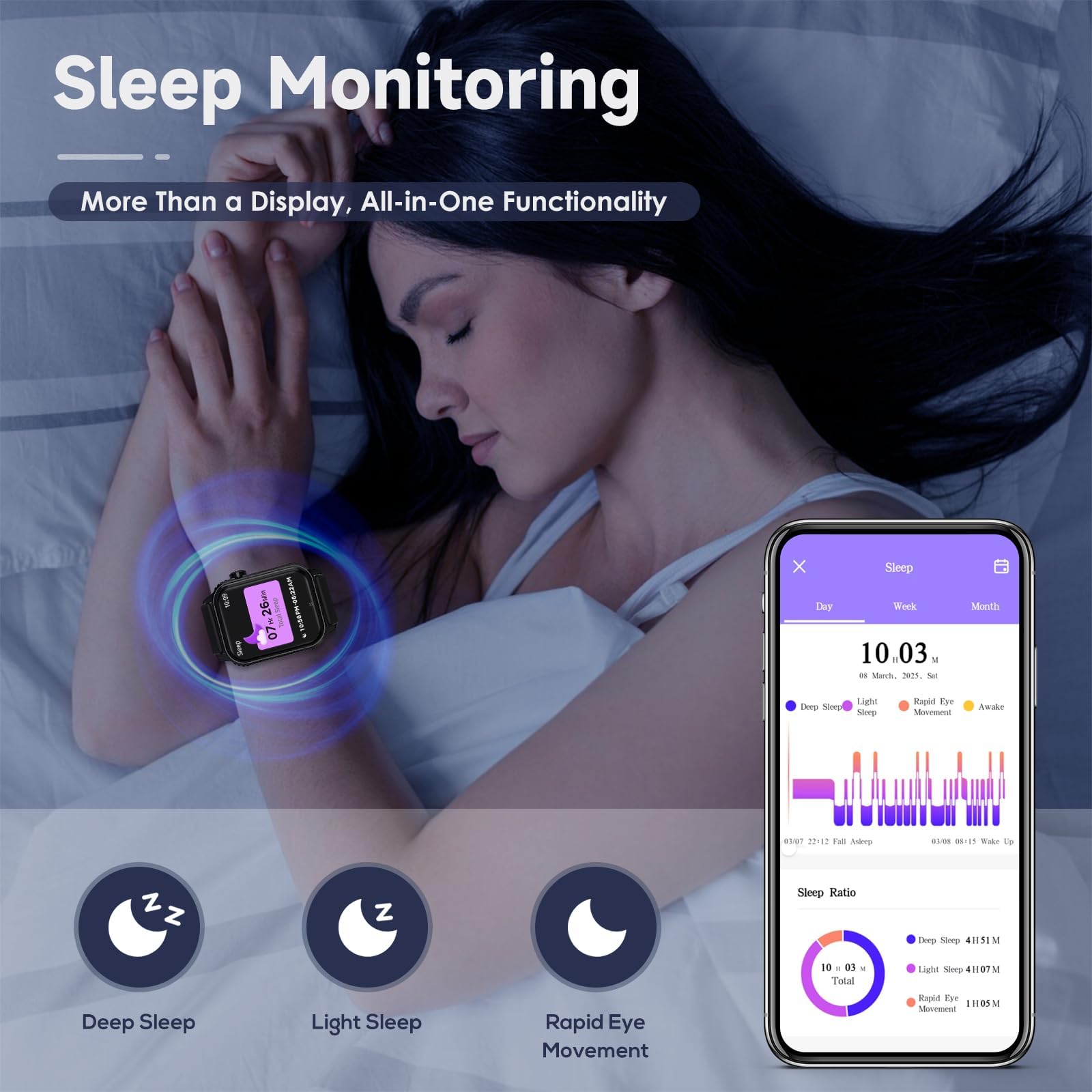 Smart Watches for Women Men, 1.83" HD Smartwatch with 120 Sports Modes, IP67 Waterproof, Bluetooth Call and Music Control；Heart Rate and Sleep Monitor (Black)