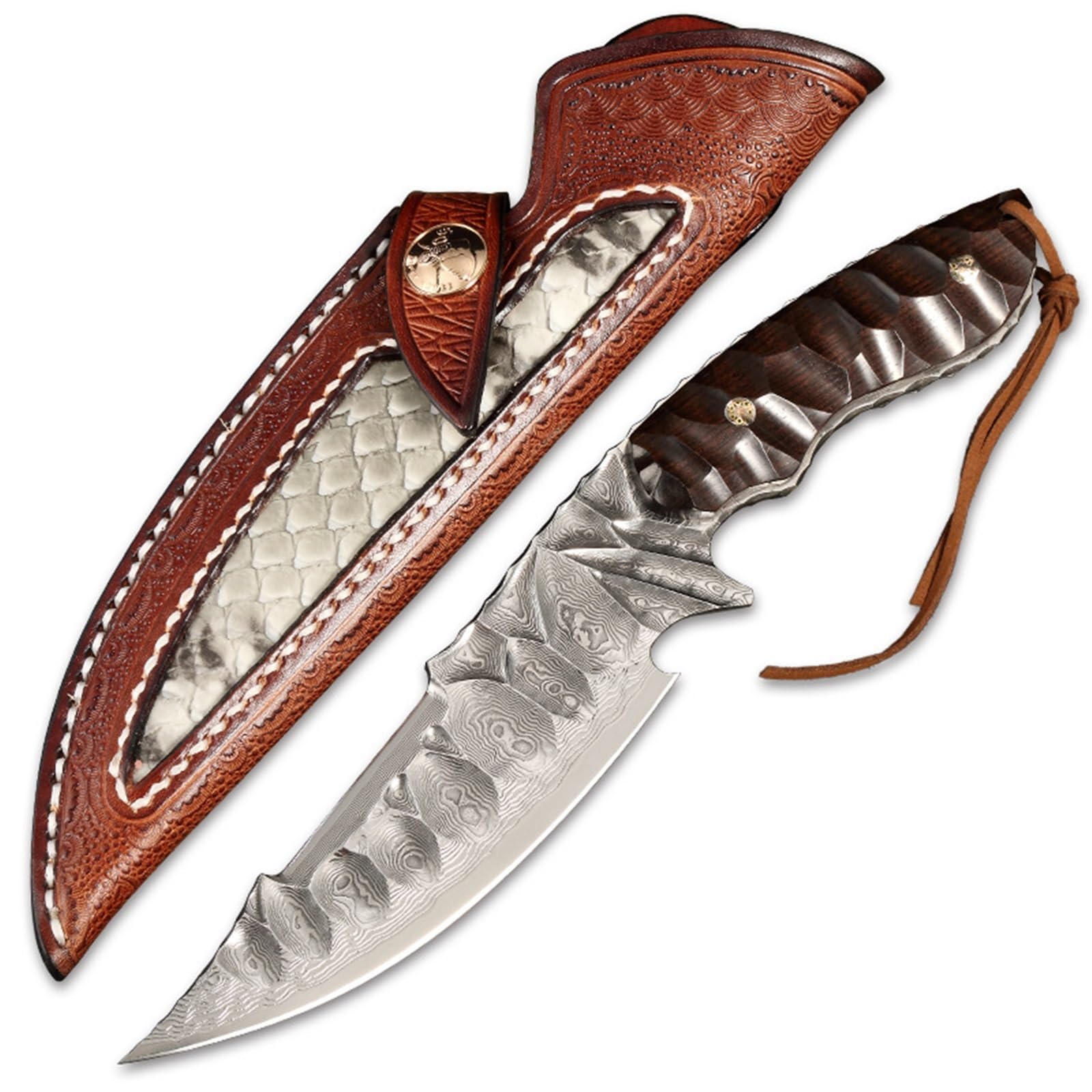 Handmade Damaskus Jagdmesser Messer OutdoorKnife Multifunktional Knochenabbau Jagdmesser aus einem Stück handgeschmiedetes Outdoormesser