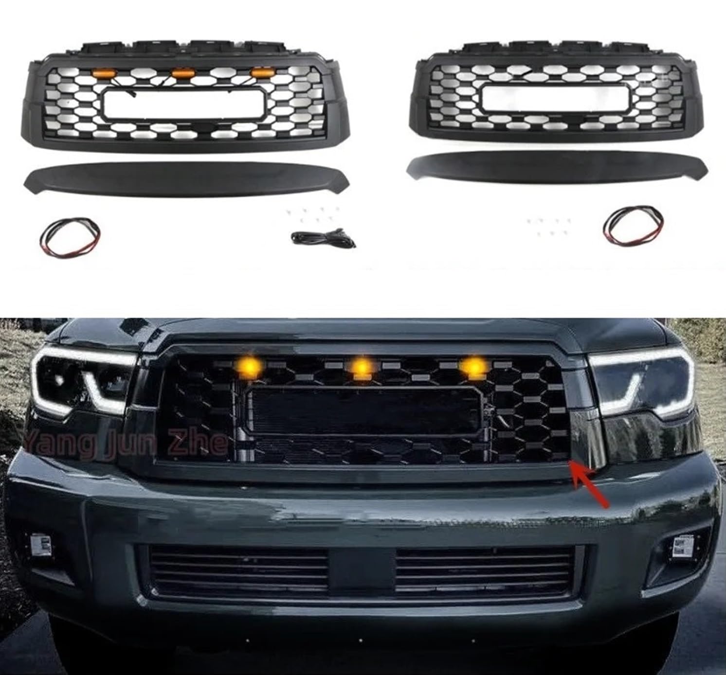 Amazon | 車用フロントバンパーグリル LEDアンバーライトグリル トヨタ