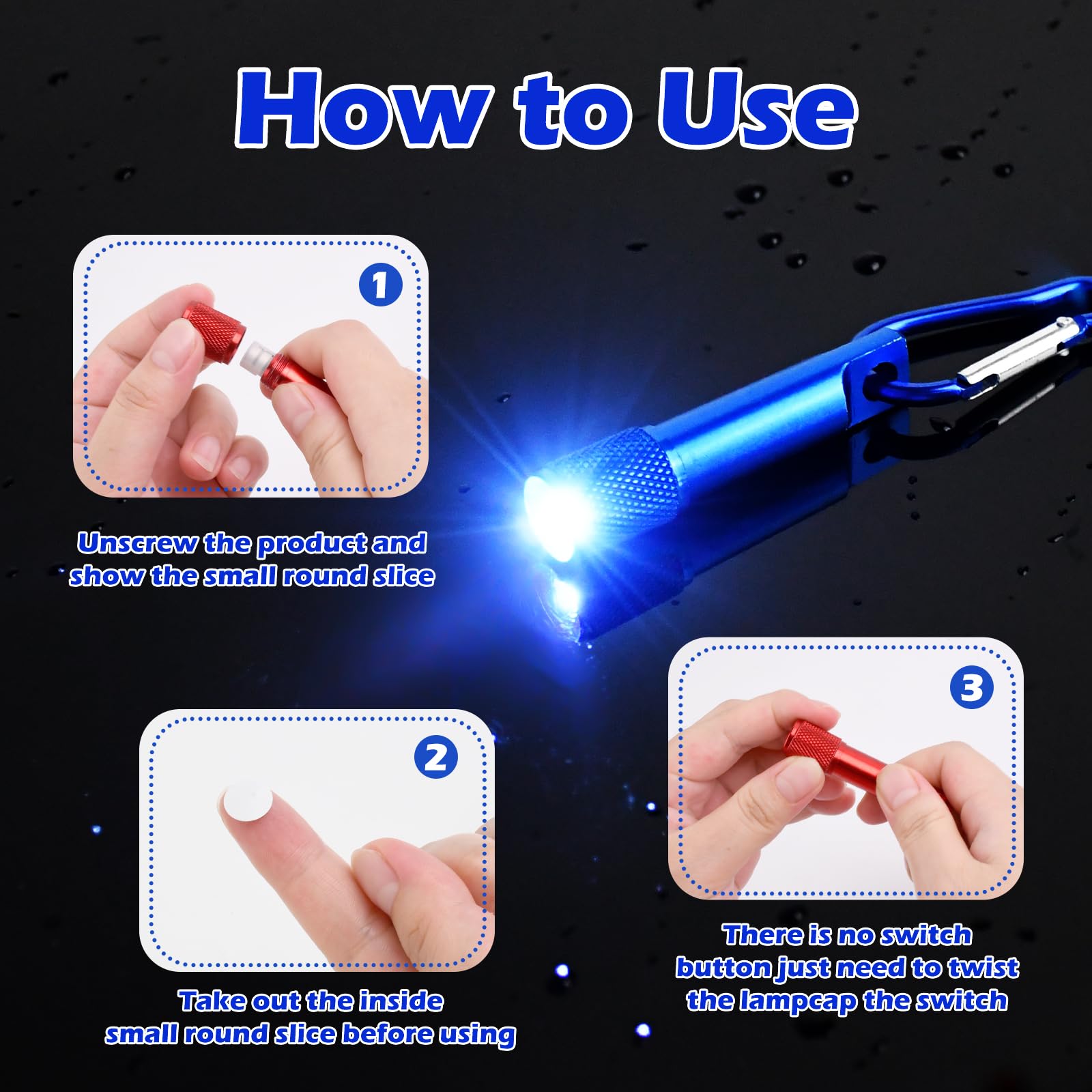 Lot de 30 mini porte-clés en vrac, lampes LED ultra lumineuses avec mousqueton en métal, lumières d'urgence compactes pour camping, randonnée, cyclisme, kits de survie