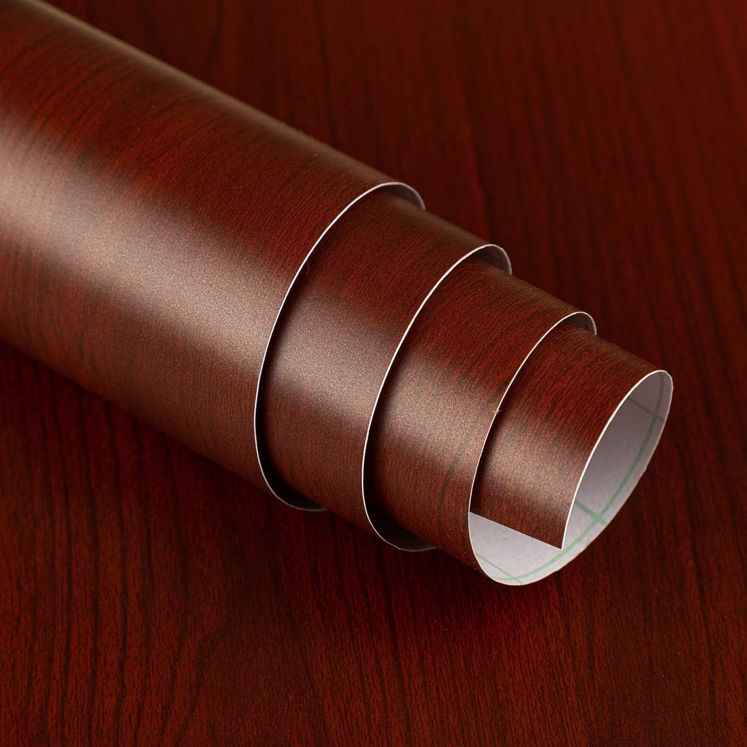 JSEVEM 24"×354" Wide Thick Cherry Wood Wallpaper Peel and Stick Waterproof Red Brown Mahogany Wood Grain Contact Paper Vinyl Wrap Removable Matte Textured Wall Sticker for Bedroom Bathroom Cabinets