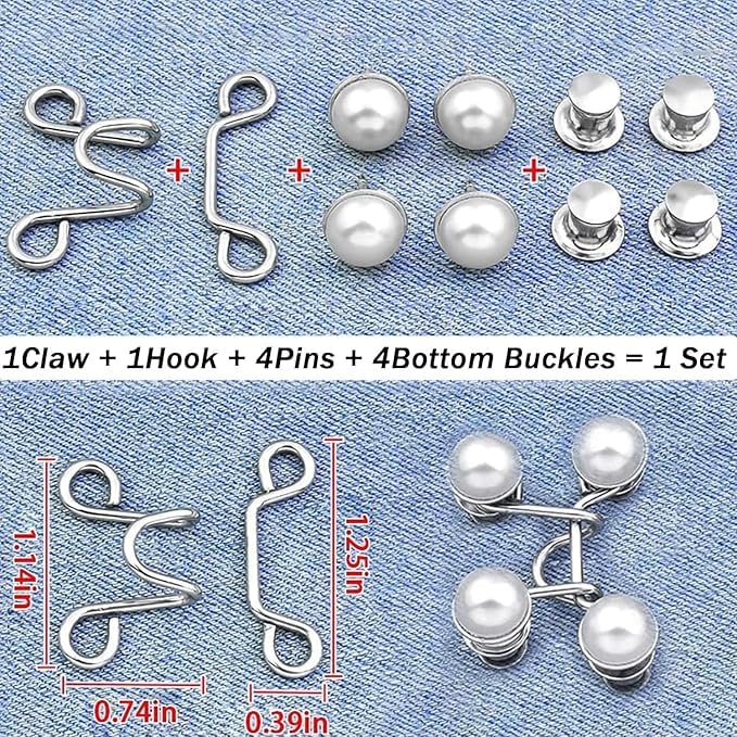 Image of TEKCOOL 2 Pcs Adjustable Jeans Button for Waist Tightening, Adjustable Waist Buckle Extender for Jeans, Waist Tightener Clips for Loose Jeans, Pants, Skirts (No Sewing Required).