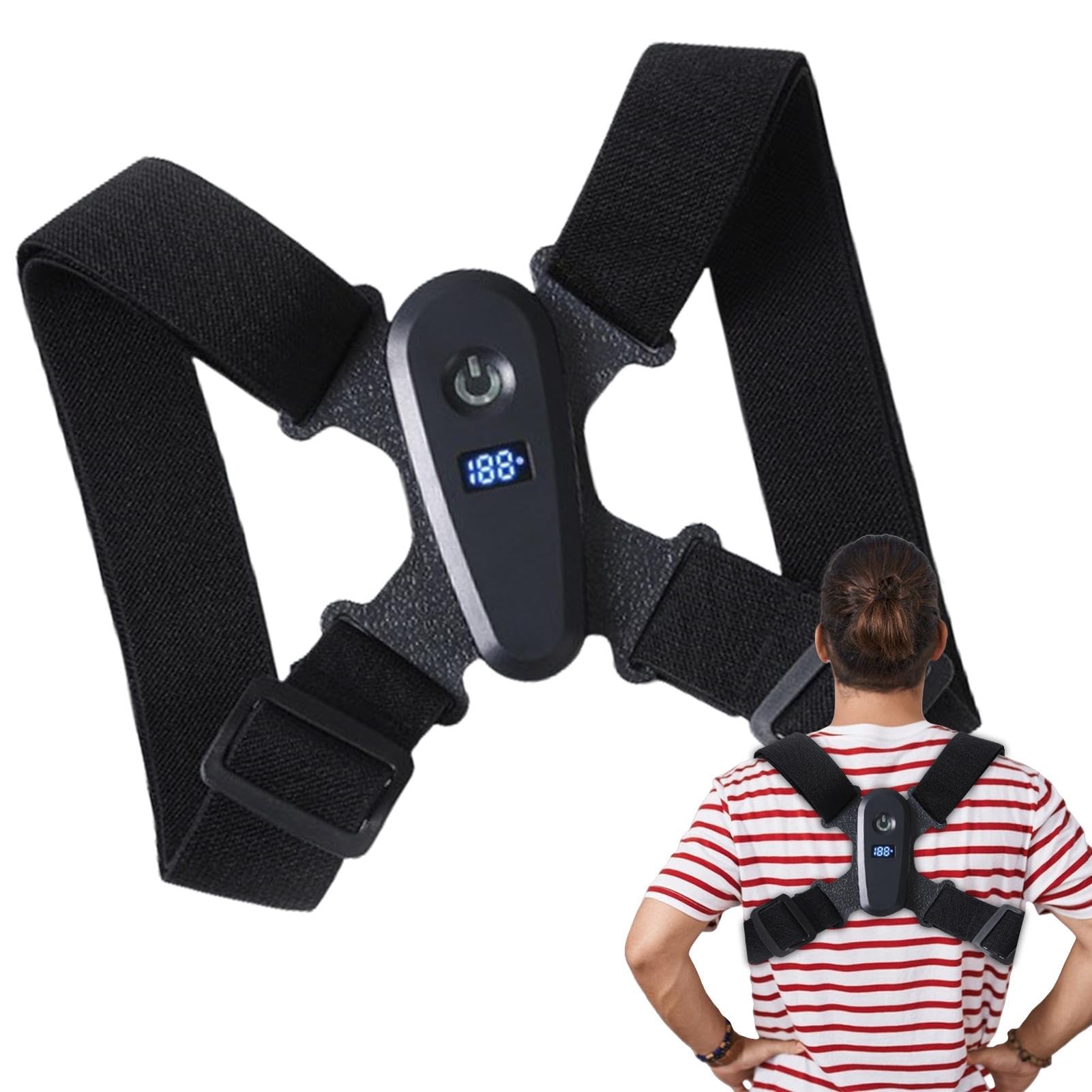 Smart Posture Corrector, Shoulder and Back Posture Band Posture Reminder with Smart Vibration Sensor Reminder, Adjustable Back Straightener Support for Shoulder, Neck and Back