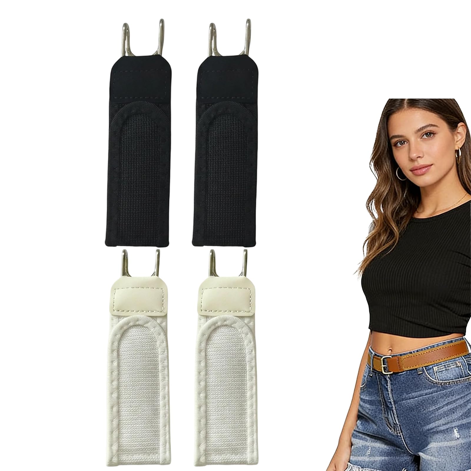 godsdwares 4PCS No Buckle Belt for Men, Tactical Belt with Hook and Loop Closure, Elastic Belt for Men with Four Belt Loops, Black and White Color Combination for Professional and Outdoor Use-picture-31