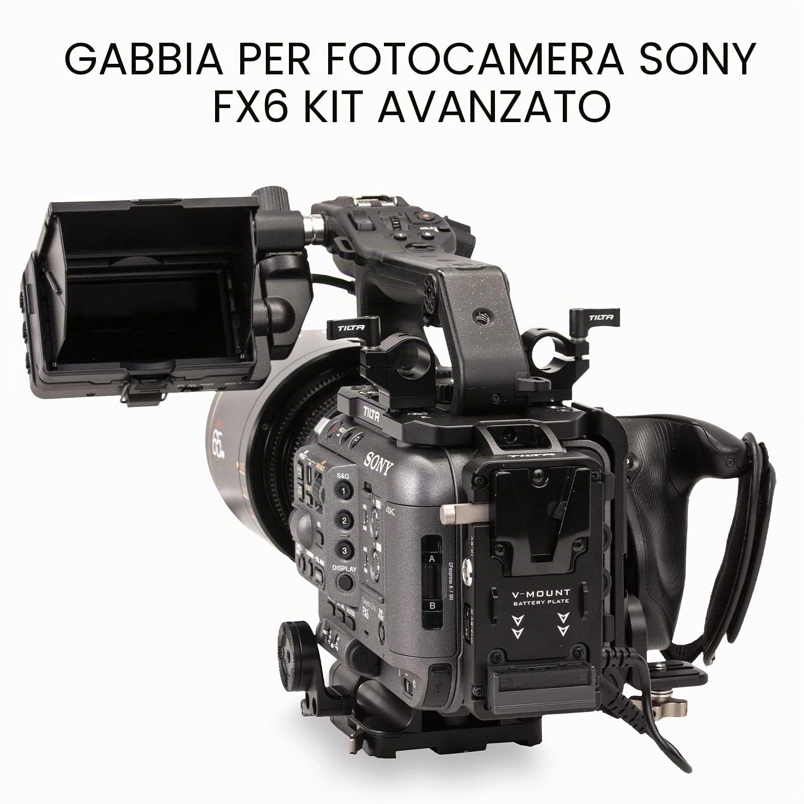 Tilta FX6 Cage, gabbia per fotocamera compatibile con Sony FX6 V-Mount Advanced Kit Gabbia per il cinema con piastra di base a sgancio rapido e piastra per batteria V-Mount ES-T20-B-V | Include Piastra Base Sgancio Rapido, Piastra Batteria V-Mount, Piastr