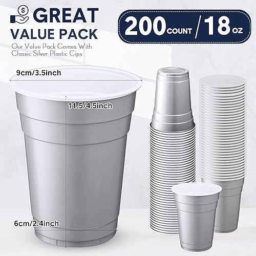 Miniatura 2 de Dandat 200 vasos desechables de plástico de 18 onzas a granel a granel grandes vasos para bebidas fríascalientes, recipientes desechables para