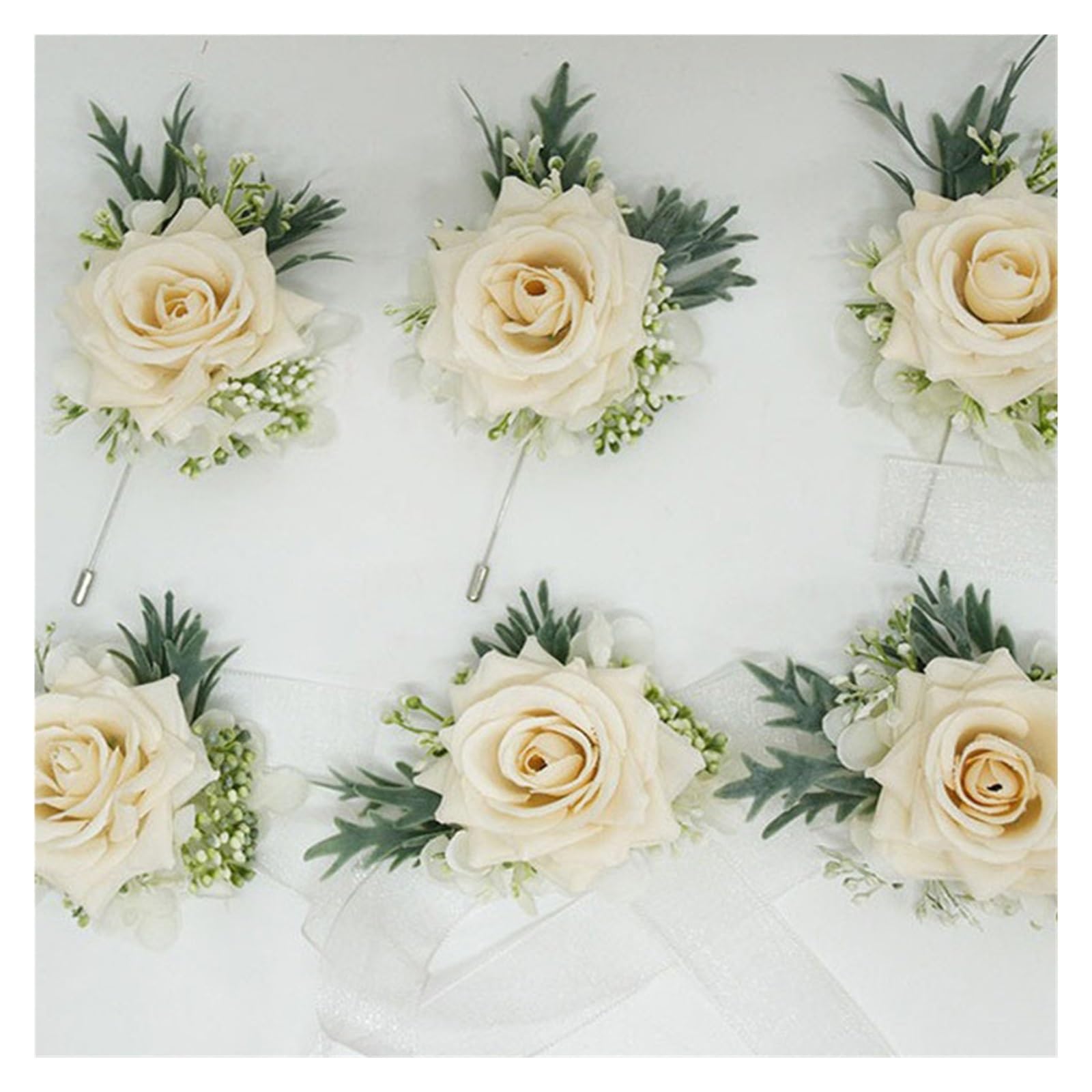Ansteckblume Corsage und Boutonniere-Set, Rose, Hochzeit for Freund, Blume for Herrenanzug, Accessoires, Mann(1-6PCS Set)