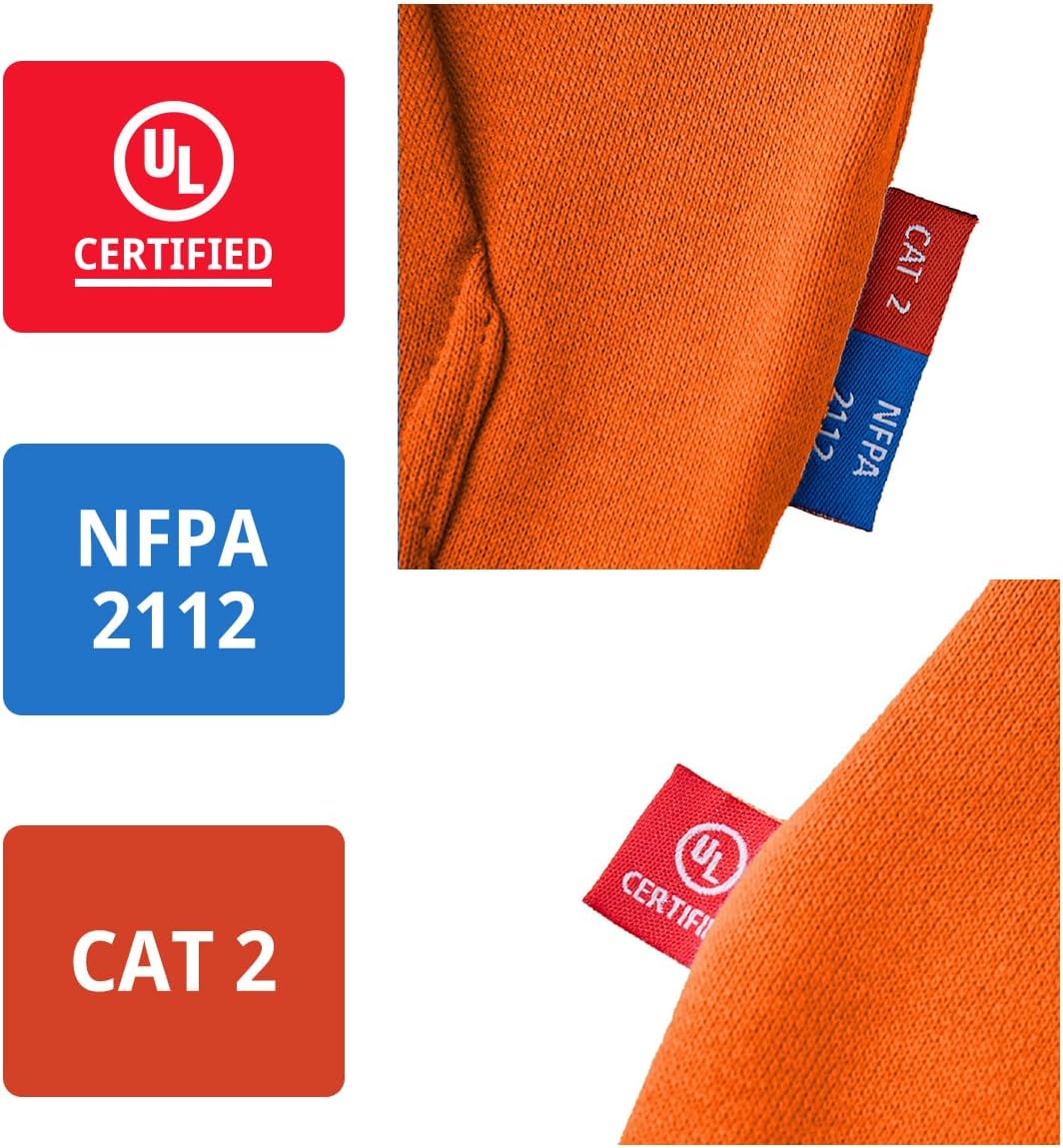 12OZ Heavyweight FR Jacket for Men,Flame Resistant Workwear NFPA 2112/CAT2 Compliant,100% Cotton Fleece Lining - Image 3