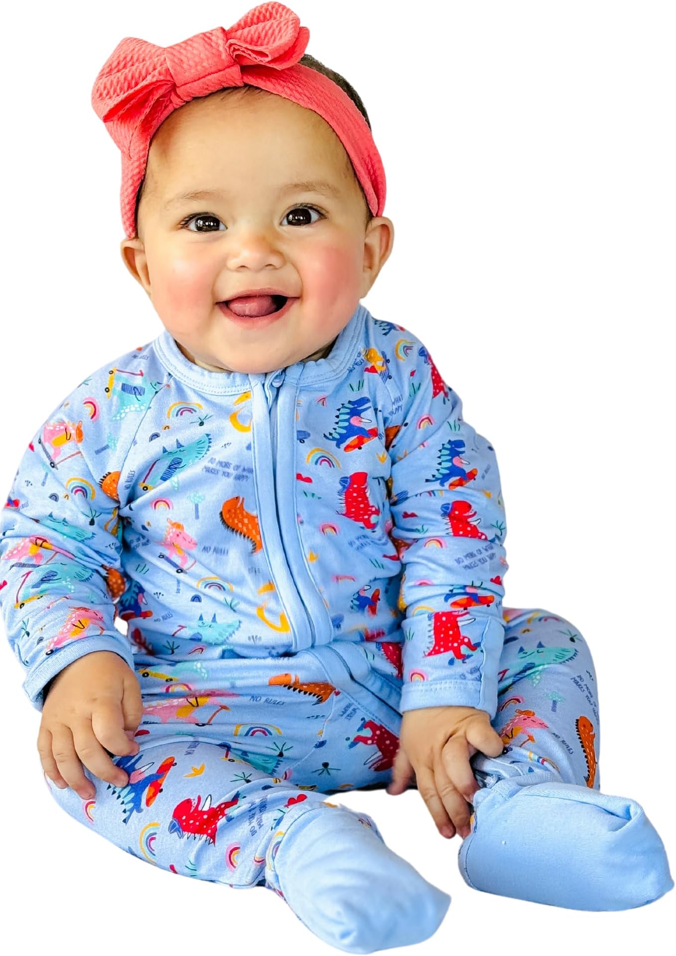 Lazytoon Double Zipped Romper - Nantucket Breeze 100% Organic Cotton baby Rompers Jumpsuit for New Born Baby