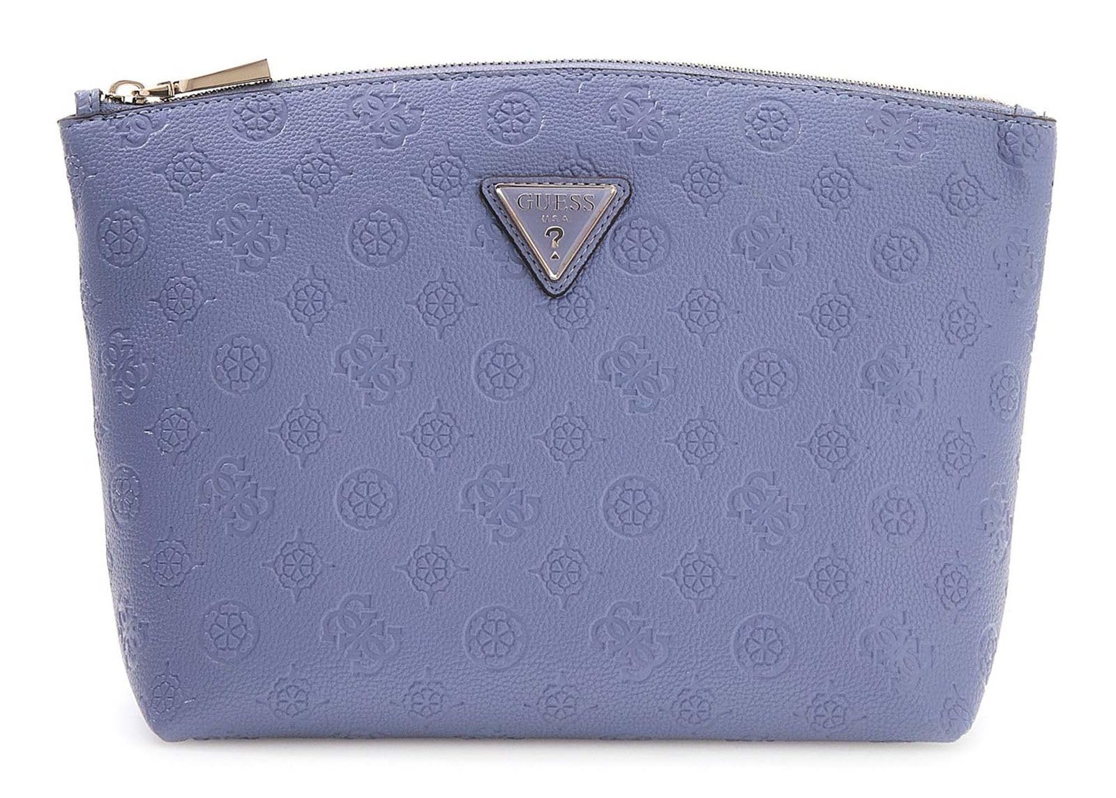 GUESS Kosmetiktasche Wilder Top Zip Cosmetic Bag Grey Blue Logo blaugrau