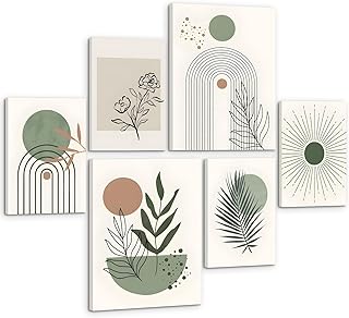 HONEYBABY Abstract Wall Art for Living Room Boho Minimalist Botanical Framed Canvas Wall Art Pictures for Bedroom Walls Mi...