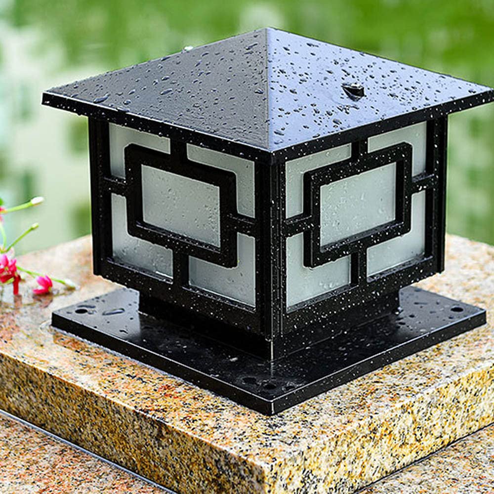 E27 Luminaire d'extérieur à plinthes,Lampe de Poteau Extérieur Pilier étanche Lanterne résistant aux intempéries luminaire à chemin lumineux Luminaire d'extérieur lampe à colonne,Noir