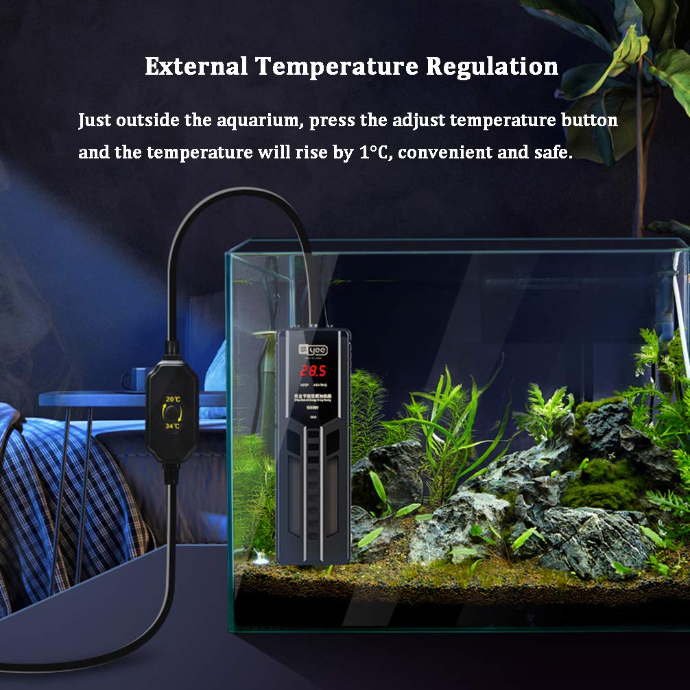 RXBFD Calentador PTC con termostato para Acuario, Calentador Sumergible Plano para Tanque de Peces con termostato Ajustable, con Pantalla LED Inteligente de Temperatura y a Prueba de explosiones