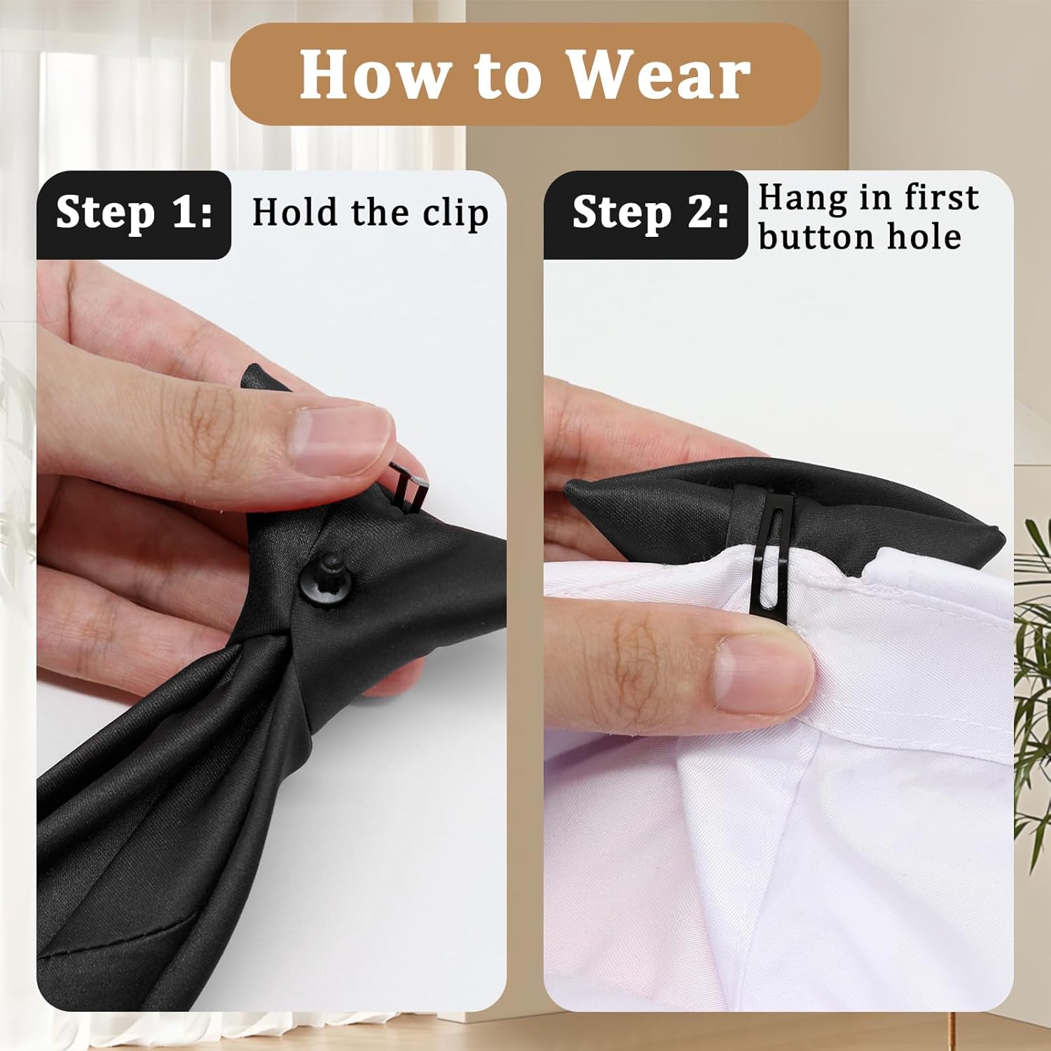 Clip on Ties for Men, Pre Tied Mens Black Tie Skinny Neck Ties Mens Solid Color Necktie for Wedding Office School - Image 5