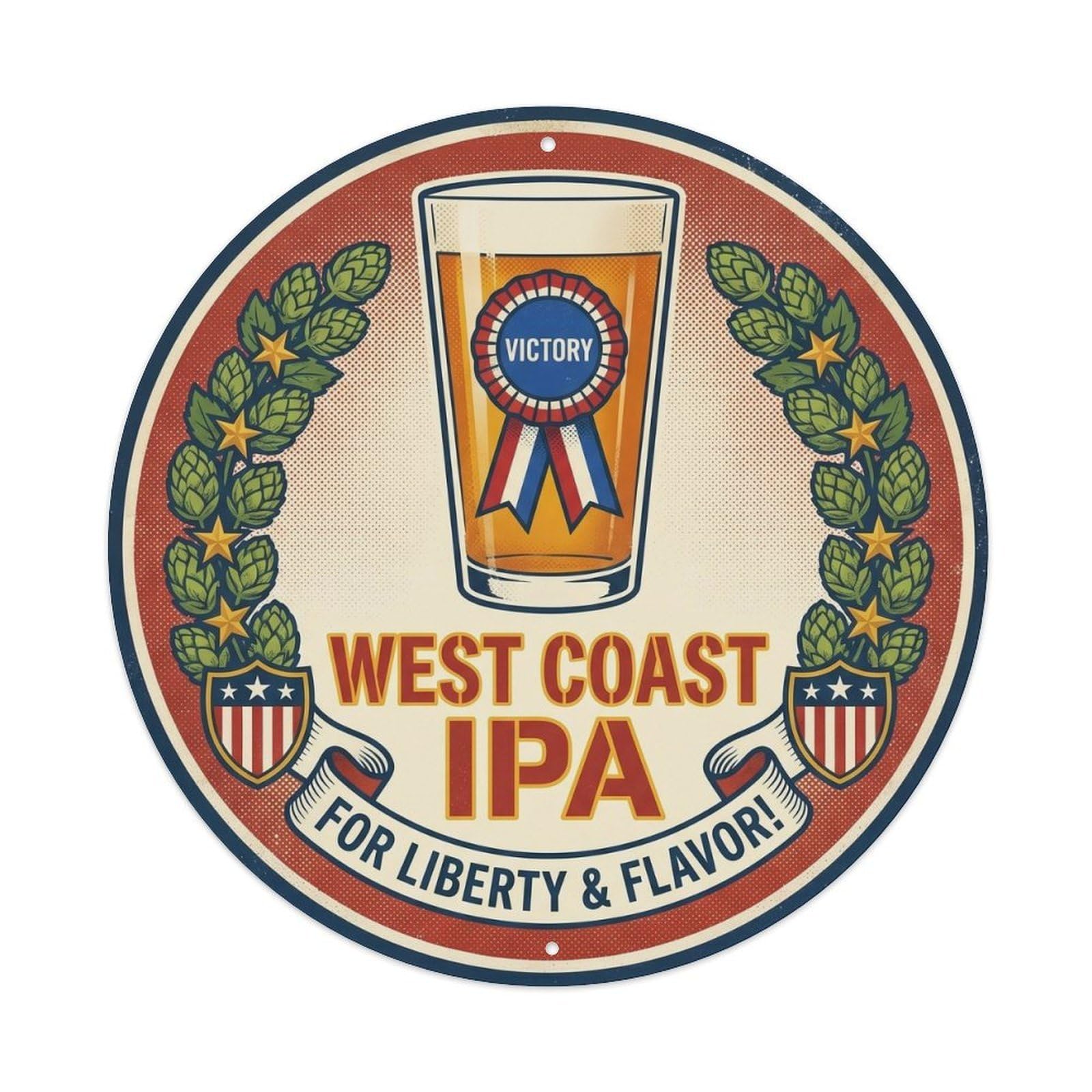 West Coast IPA Craft Brew Beer Stein American Rustic Metal Tin Sign