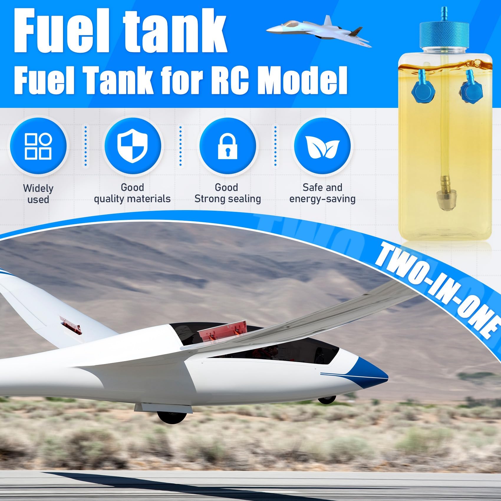 Kraftstofftank Benzin Transparente Kunststoffflasche 400CC CNC für RC Gas und Nitro Flugzeug