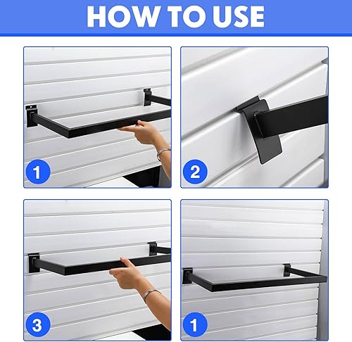 Miniatura 4 de Soaoo 10 ganchos de metal para colgar en la pared, incluye 2 rieles en forma de U, 8 unidades, 5 ganchos, cascada para ropa, hogar, garaje, tienda