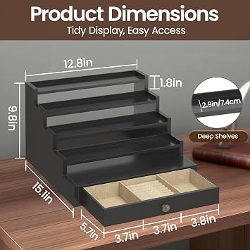 MODOWEY Perfume Organizer Cologne Holder Stand Shelf for Men, 5 Tiers Black
