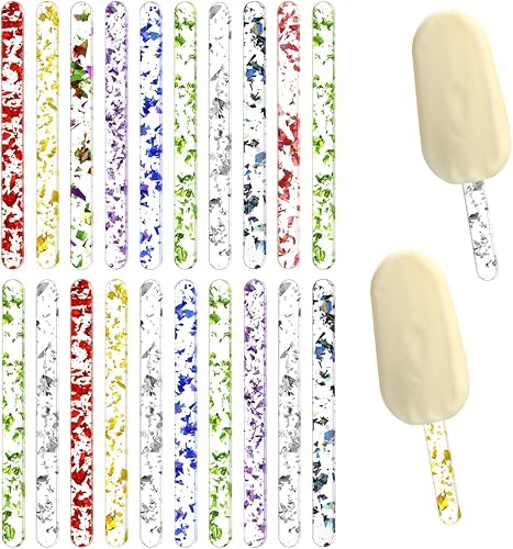 20 palitos de paletas acrílicas reutilizables de 4.5 pulgadas para hacer paletas de hielo, cake pop, dulces y manualidades (colorido)