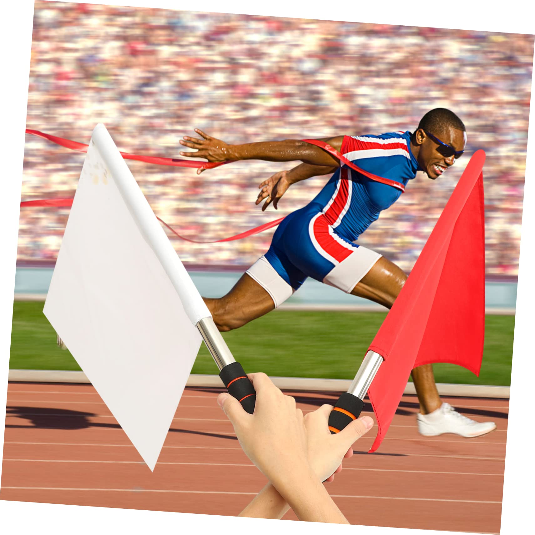 2pcs Referee Border Flag Stadium Seating for Bleachers Finsihing Soccer Flag Referee Hand and White Soccer Cards Toddler Water Bottle Stick Stainless Steel Utensils Fan