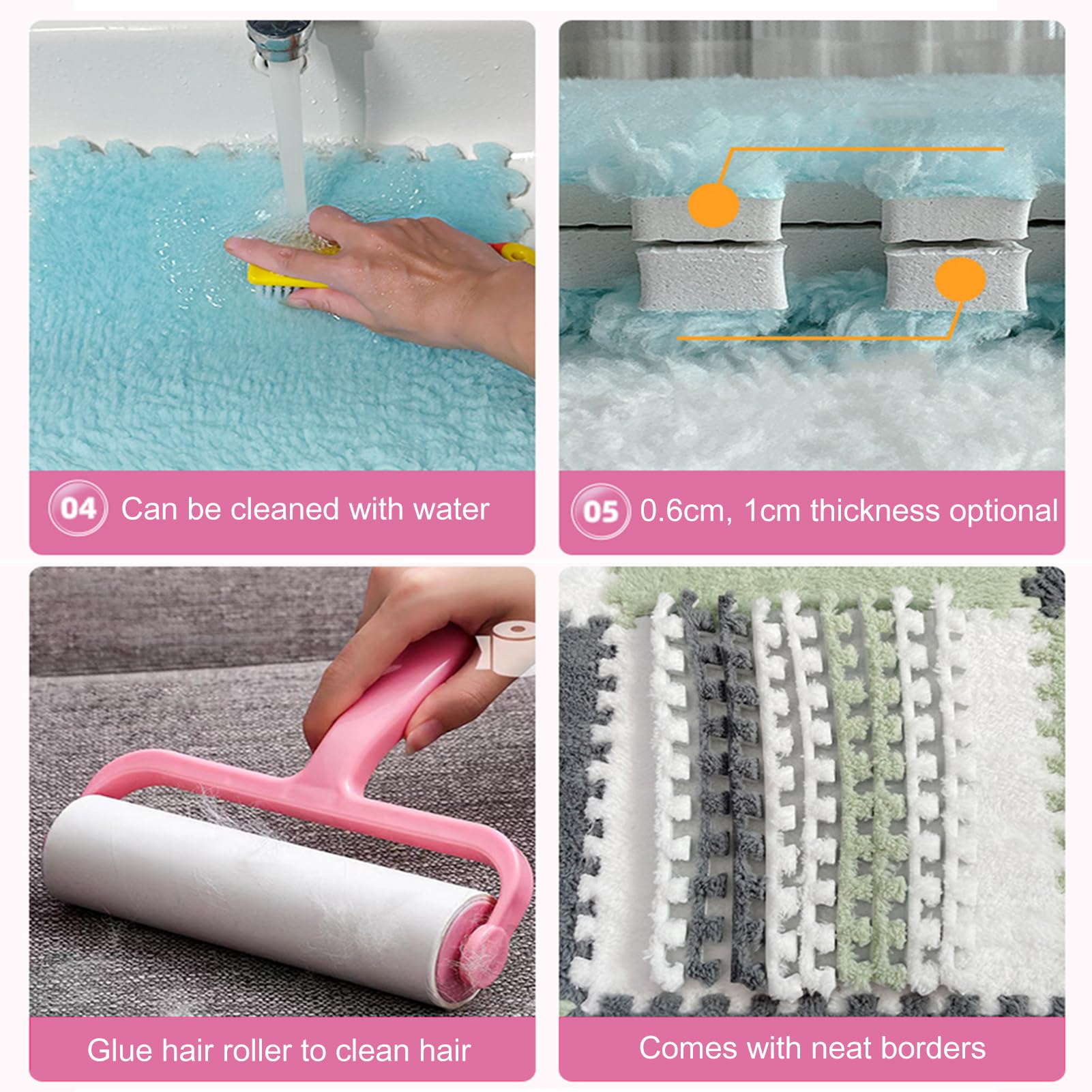 Mata do zabawy z pianki, Mata piankowa do układania puzzli, wielokolorowa, 12 cali, opakowanie 10 sztuk(Pink+Blue)