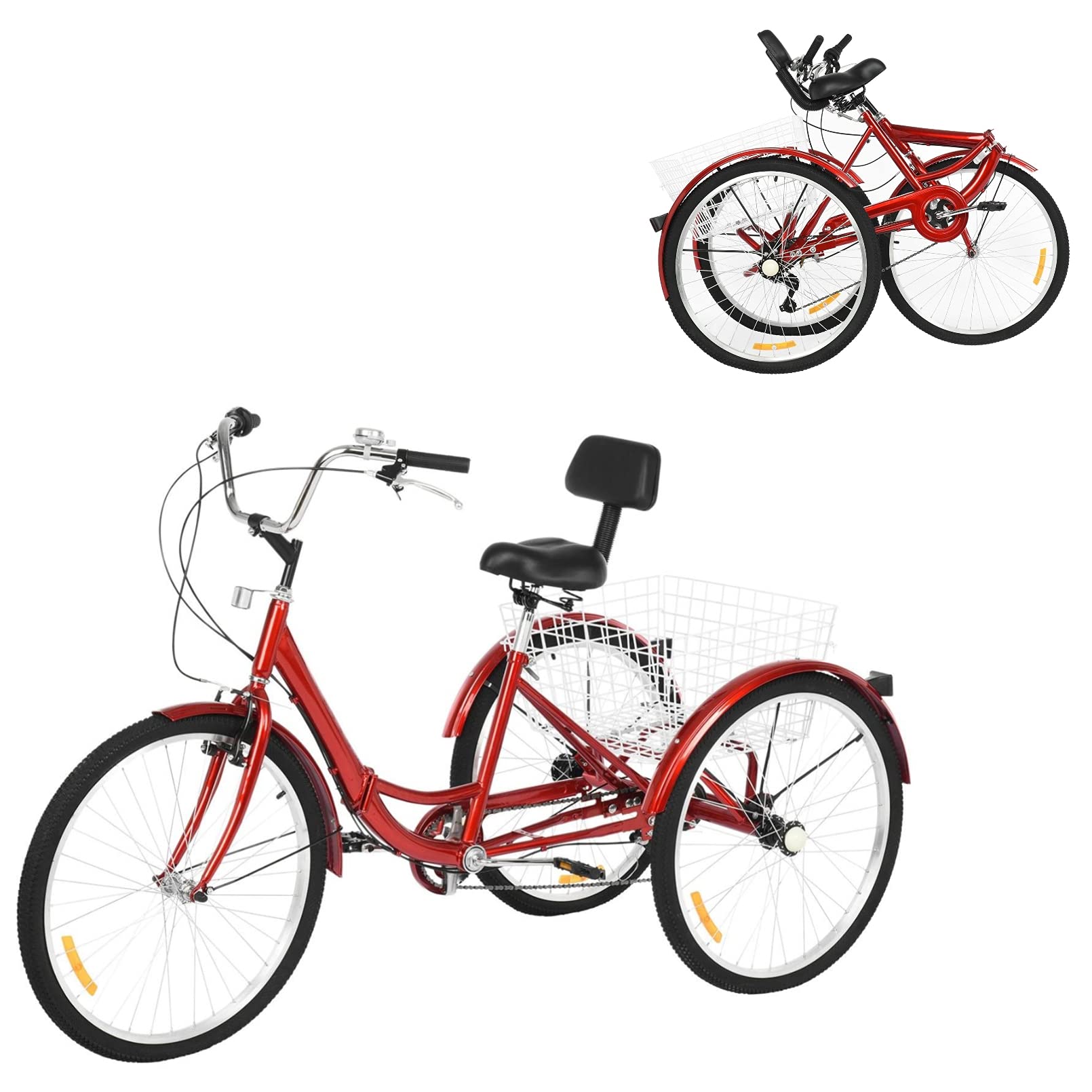 26 inch adult trike schwinn tricycle single speed adjustable padded seat