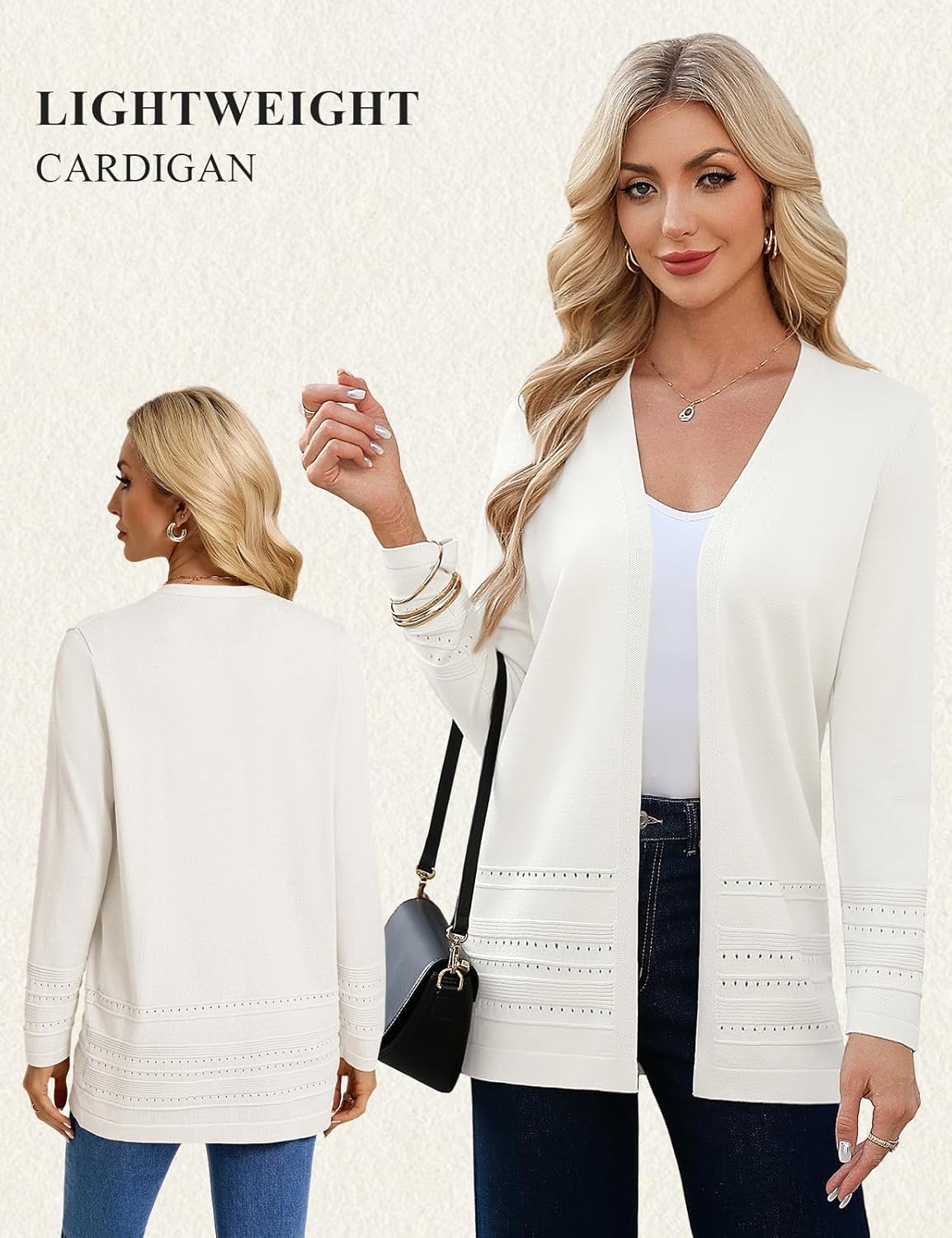 GRACE KARIN Women Long Cardigan, Lightweight Spring Cardigans, Long Sleeve V Neck Open Front Sweater 2026 - Image 4