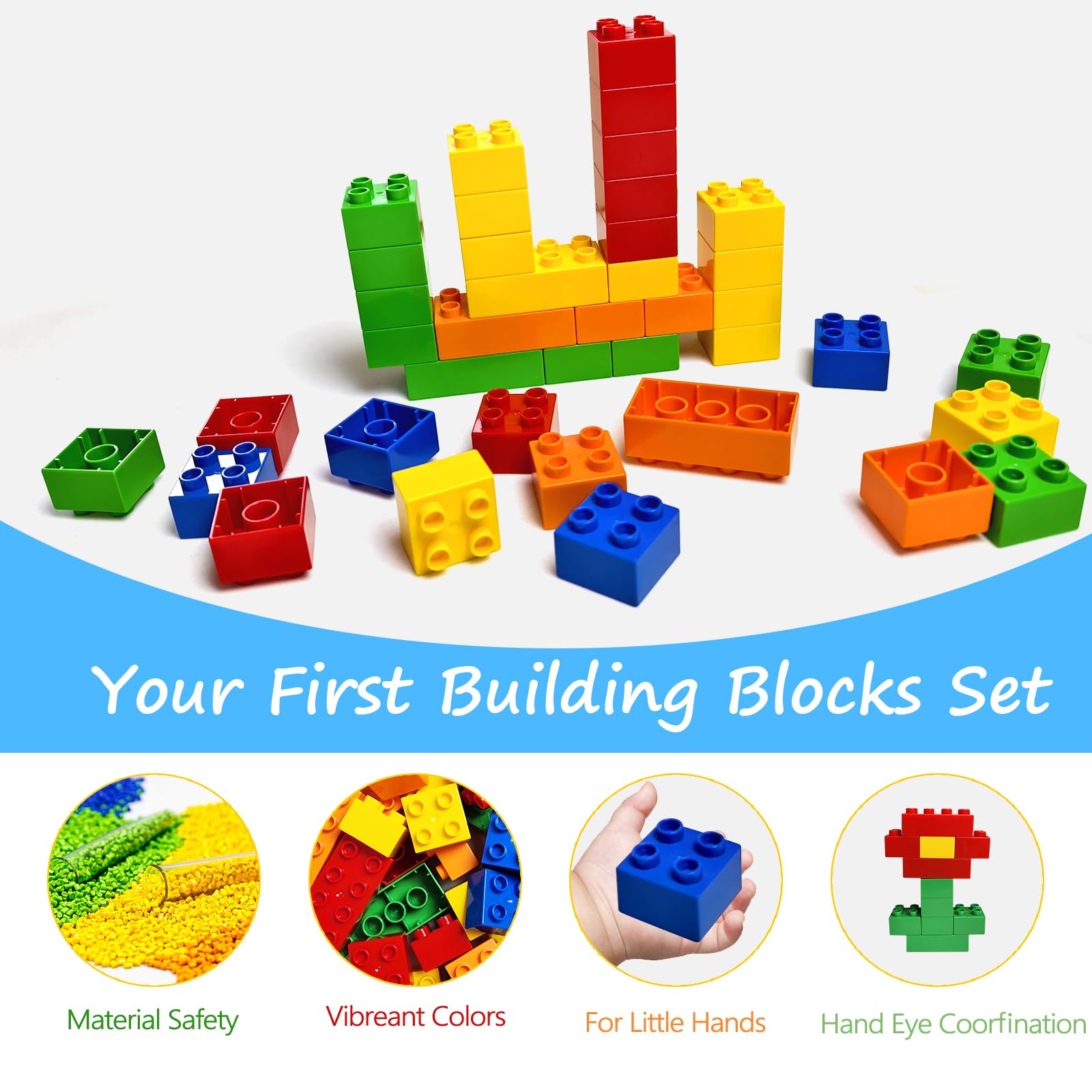 Cabeeskii Large Building Blocks, 60PCS Big Building Bricks Sets for Age 3-5 - Image 2