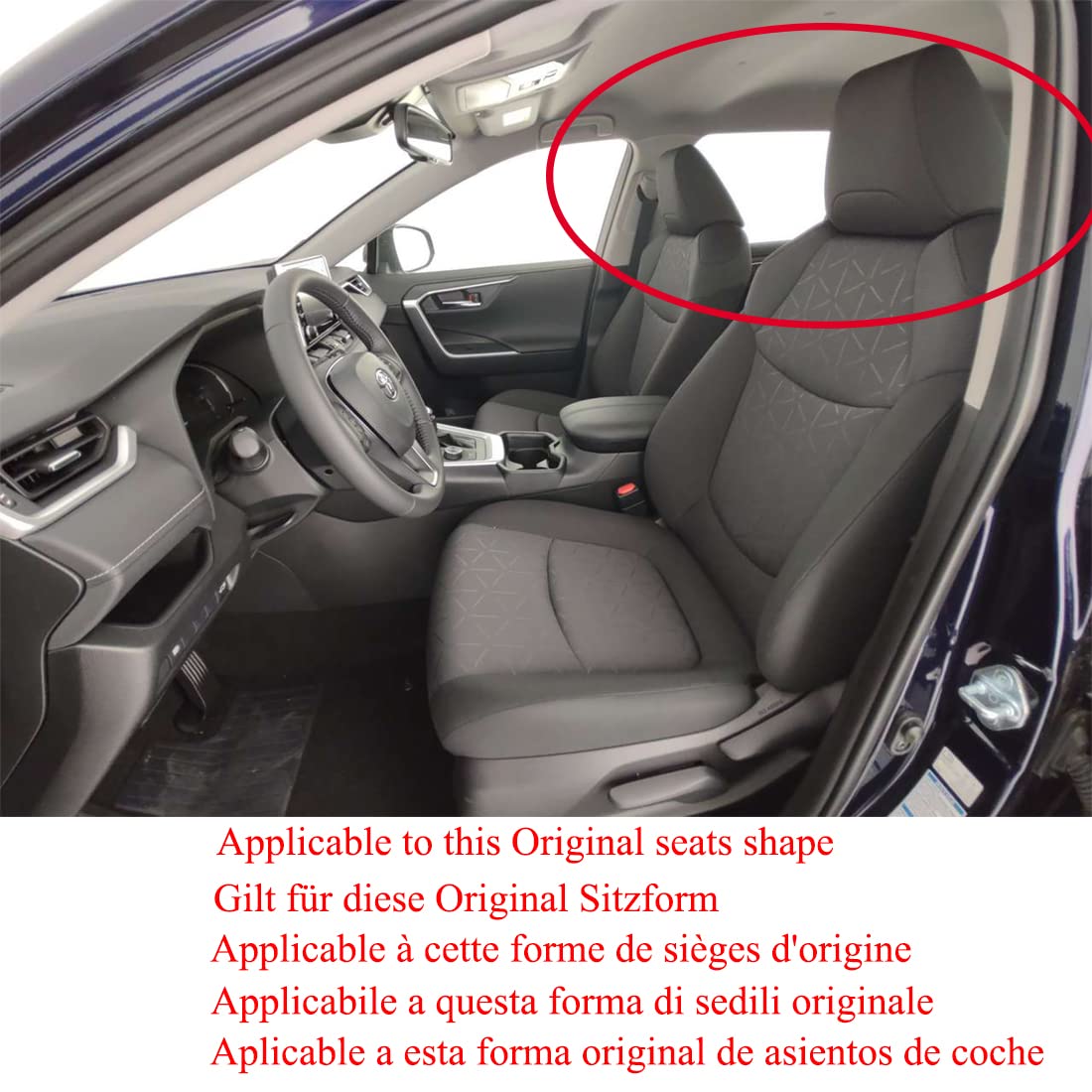 Cuero Fundas de Asiento a Medida para Coche Toyota RAV4 Fundas Asientos 2019-2025 Accesorios Advance,Style,Black,Luxury,Business,Dynamic - Negro(Rayas Finas)