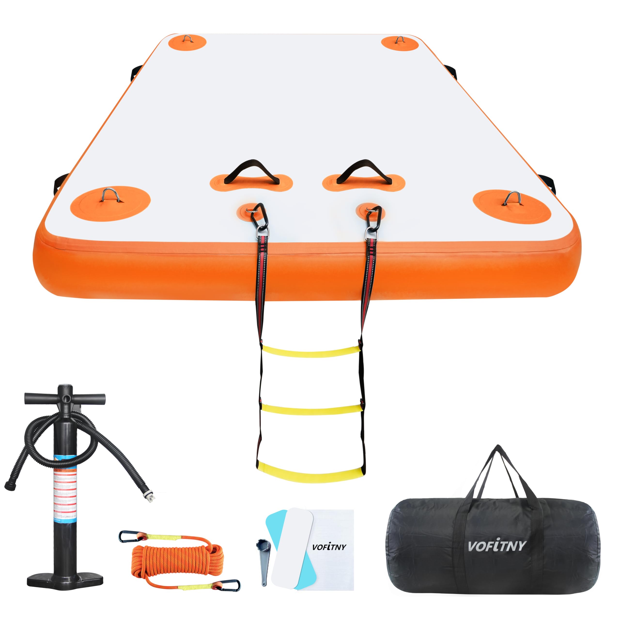 VOFiTNY Inflatable Floating Dock, Air Platform Multi-Person Swim Water Mat with Rope Ladder, None-Slip Surface for Pool Lake Beach