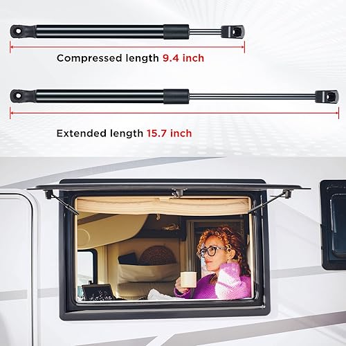 Miniatura 2 de BDFHYK Soporte de elevación C16-23993 de 15.7 pulgadas, 45 libras(200N) amortiguadores de gas para ventana trasera Leer Camper, cubierta de caja de