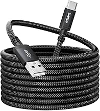 GLAZEBUZZ USB Type C Fast Charging 2M/6FT Long Type C Cable 3A QC 3.0 Data Sync Compatible with iPhone 15, Samsung Galaxy S24,Oppo,Vivo,MI Android Auto & CarPlay (2M, Black Gray)