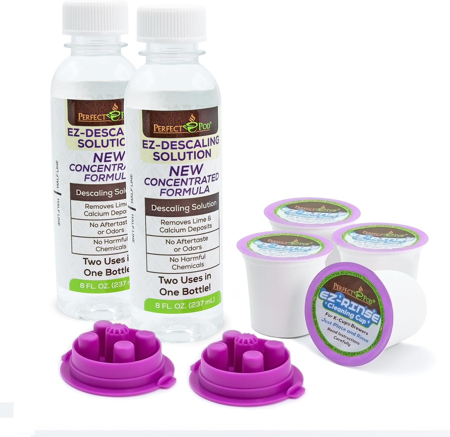 PERFECT POD Single-Serve Coffee Machine Descaler (2 Pack, 2 Uses Per Pack) – Universal Compatibility – works with 1-Stream and Multi-Stream (5-Stream) Brewers from Keurig & other brands.