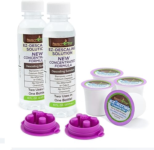 PERFECT POD Descalcificador de cafetera de una sola porción (paquete de 2, 2 usos por paquete). Compatibilidad universal. Funciona con cafeteras