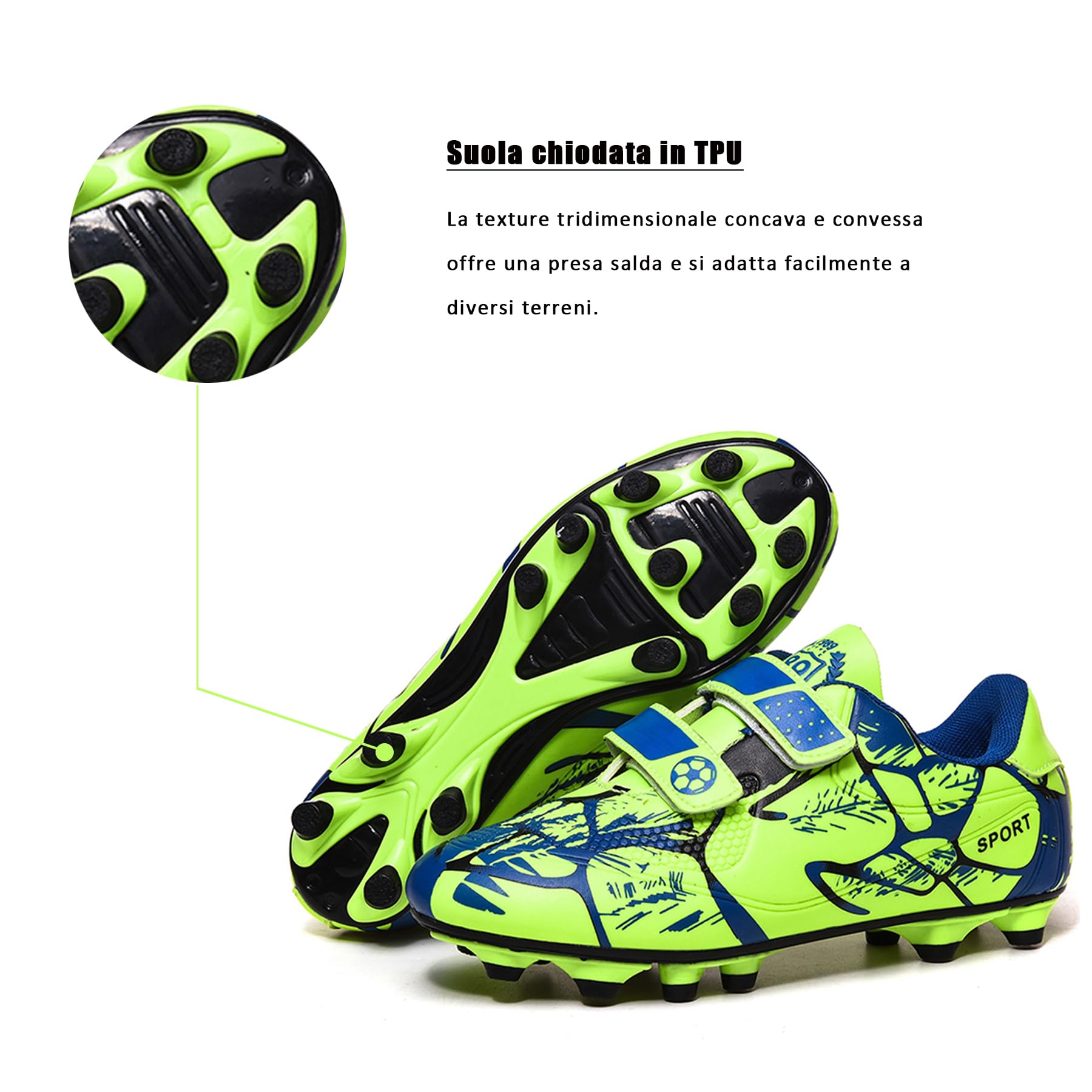 BAODLE Scarpe da Calcio Ragazzi FG/AG Professionale All'aperto Calcio da Scarpe Ragazzo TF Allenamento Bambini Teenage Spike