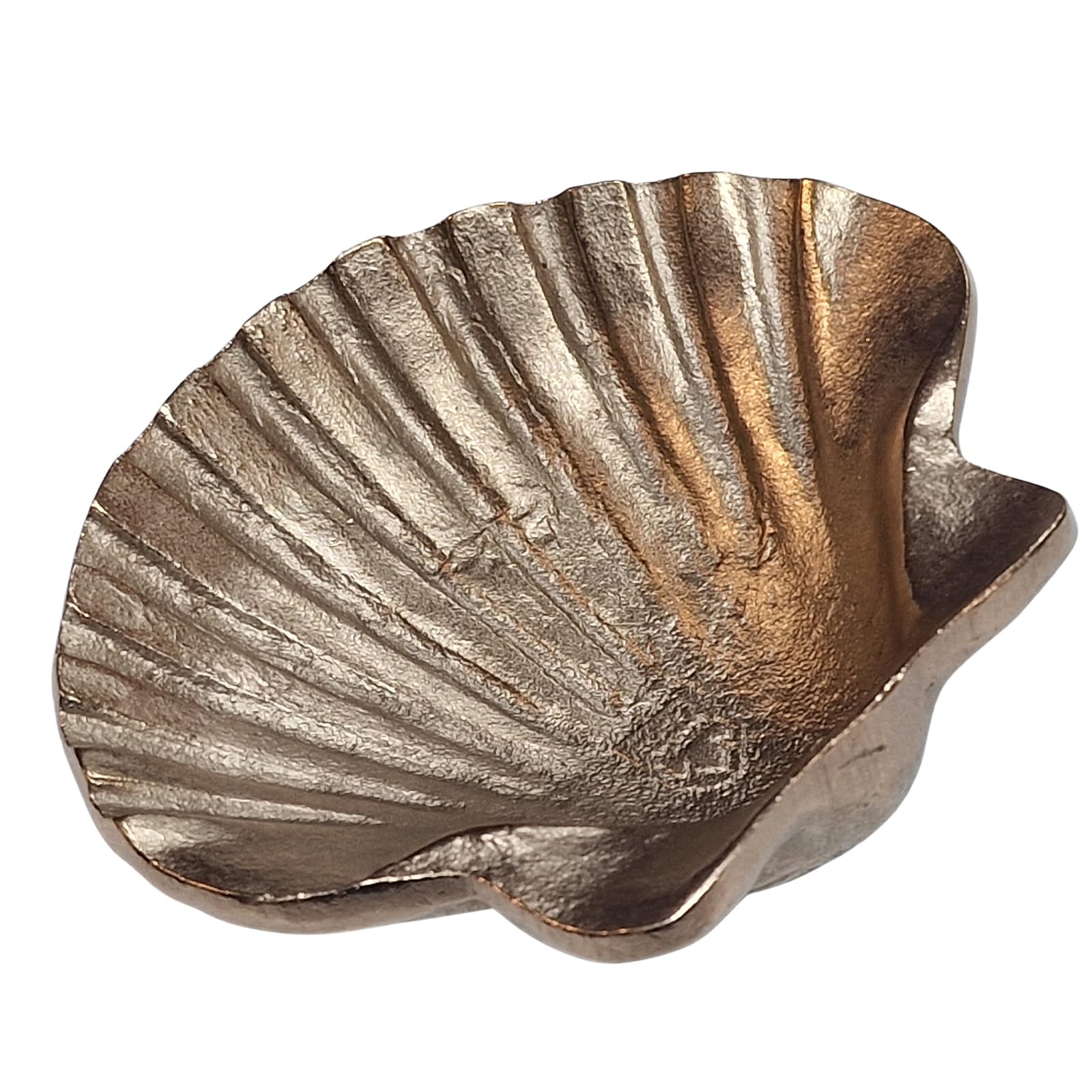 Herzmensch Concha de vieira dorada de bronce macizo, 11 x 9 cm, decoración marítima, regalo para el Camino de Santiago para cumpleaños o comunión boda