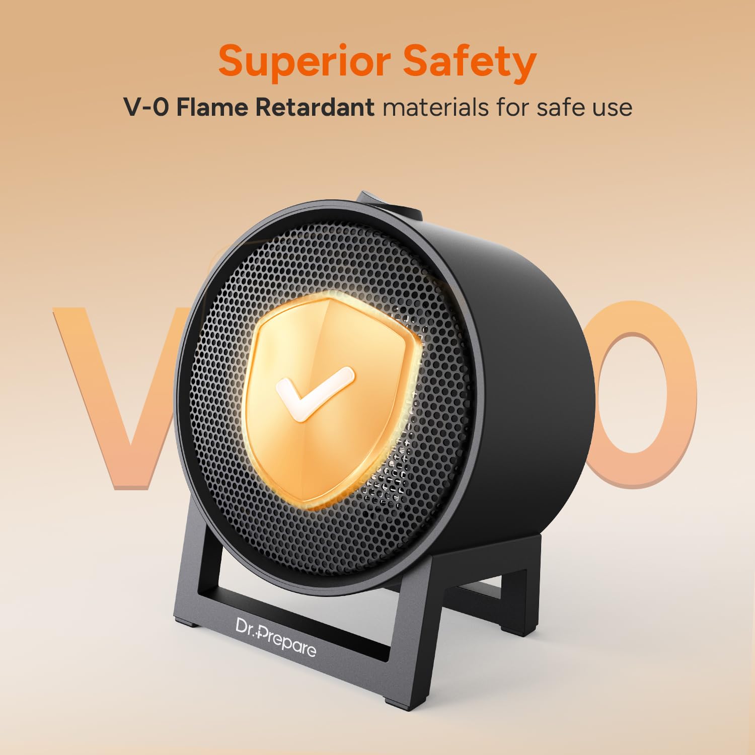 Termoventilatore Ceramico Dr.Prepare 1800W – 5 Modalità (3 Calore + Ventilatore + ECO), Termostato 10-30°C, Timer 12H, Oscillazione 70°, Telecomando